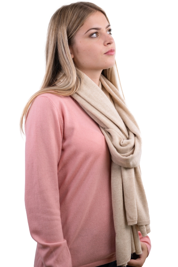 Kasjmier accessoires sjaals zory natural beige 200 x 50 cm