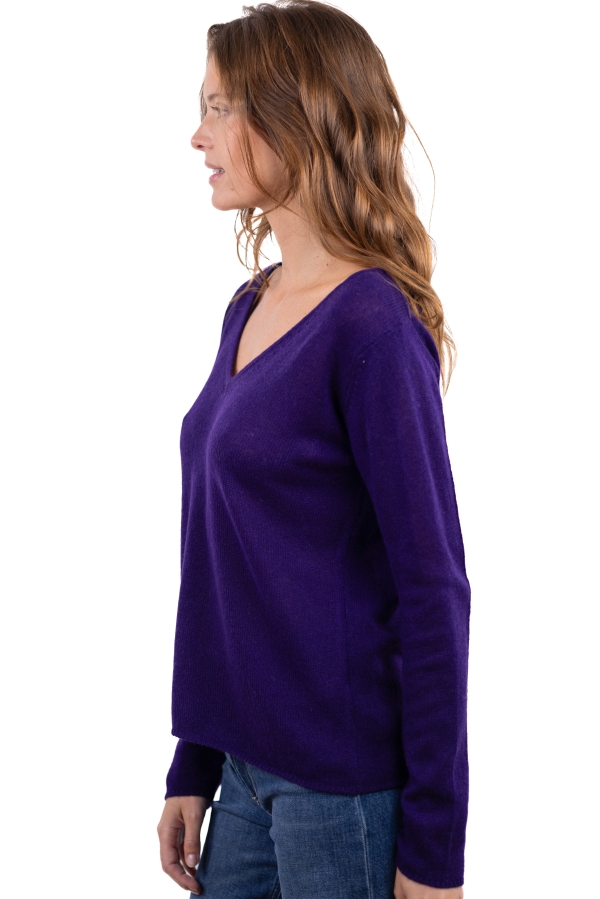 Kasjmier dames kasjmier pullover met v hals flavie deep purple 2xl