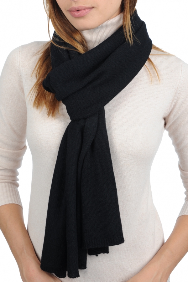 Kasjmier dames kasjmier sjaals miaou zwart 210 x 38 cm