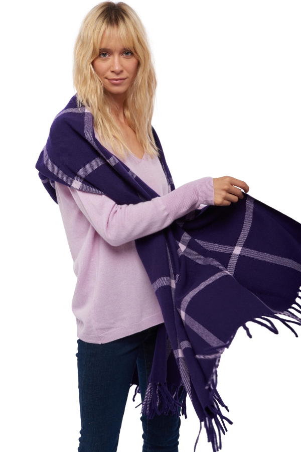 Kasjmier dames kasjmier sjaals venezia deep purple lilas 210 x 90 cm