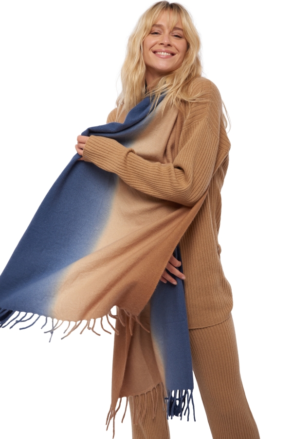 Kasjmier heren kasjmier sjaals vaasa camel donker marine 200 x 70 cm