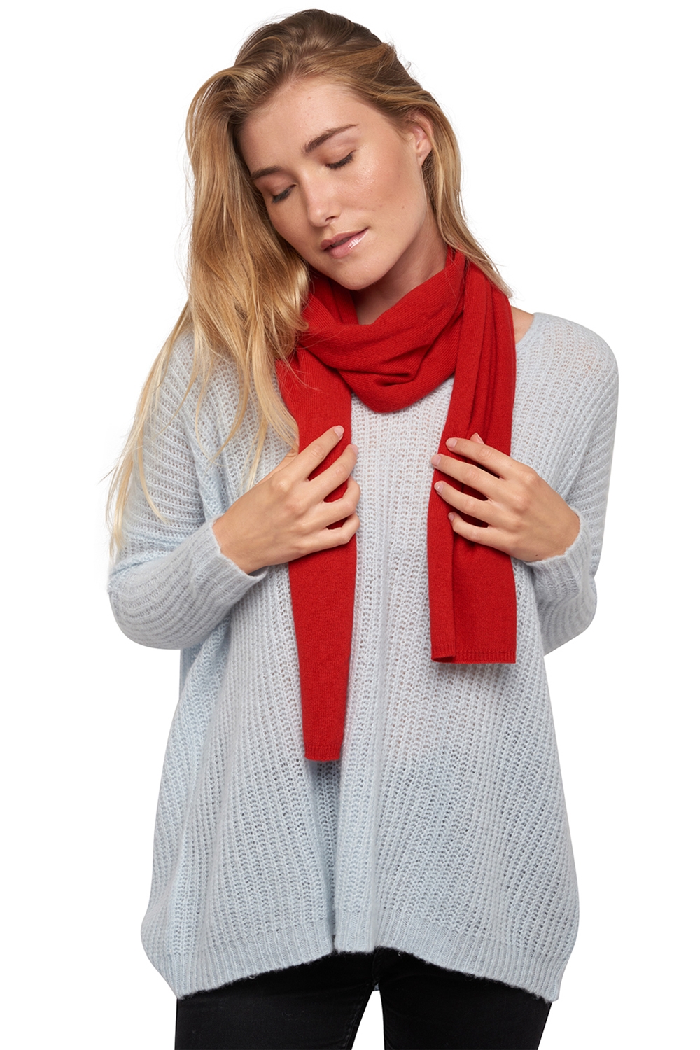 Kasjmier accesoires sjaals ozone rouge 160 x 30 cm