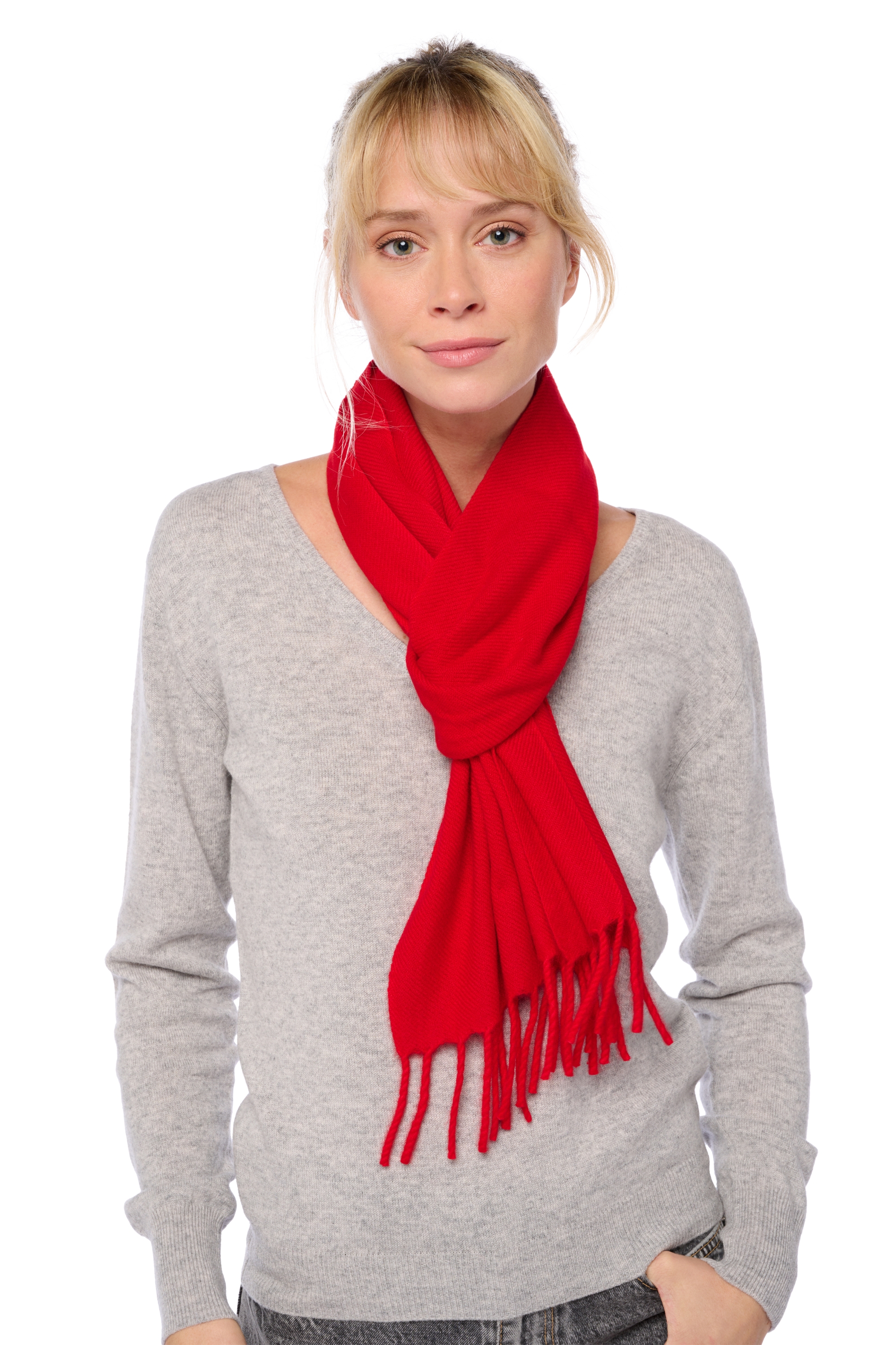 Kasjmier accessoires sjaals kazu170 fel rood 170 x 25 cm