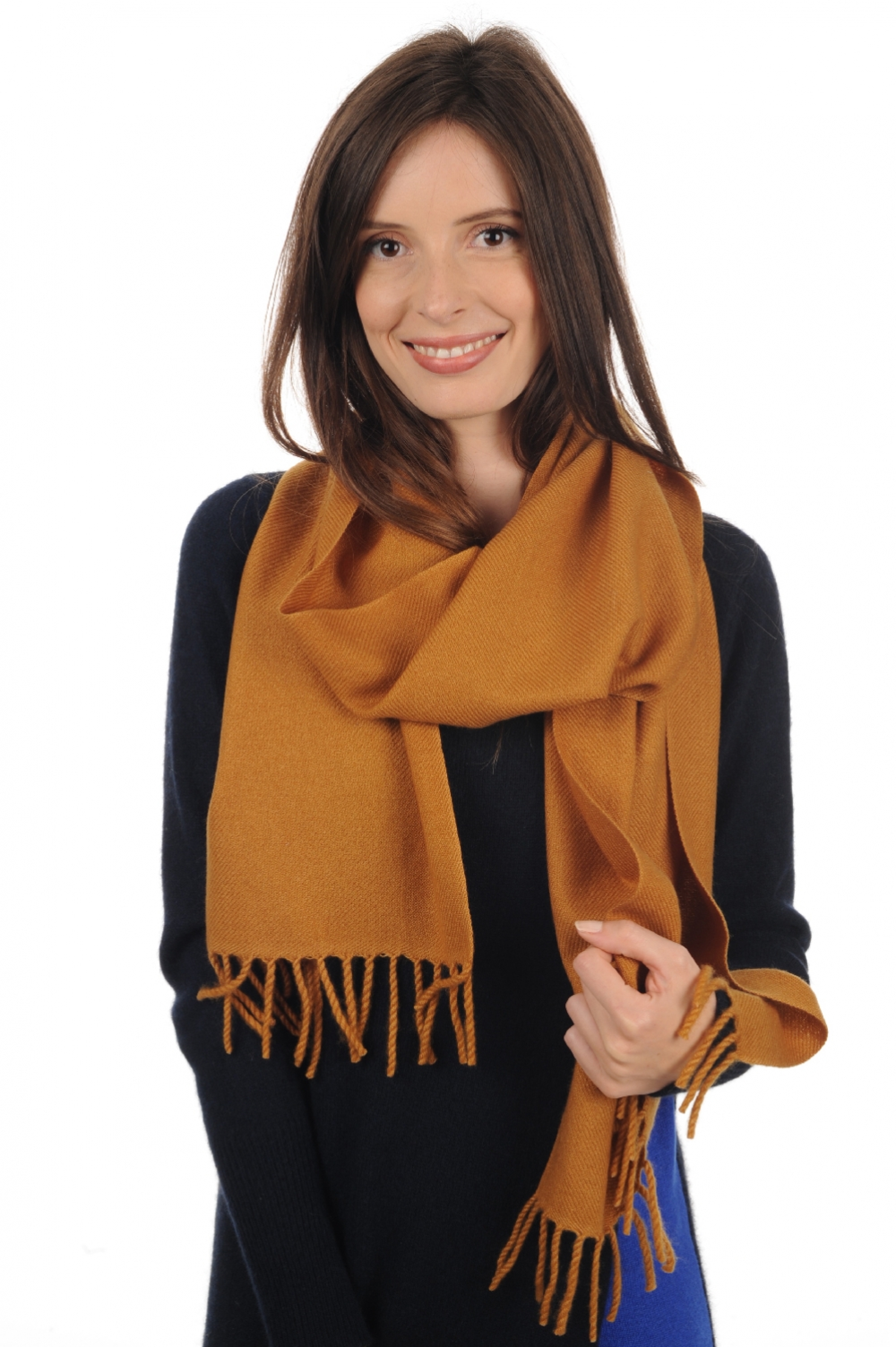 Kasjmier accessoires sjaals kazu200 pindakaas 200 x 35 cm