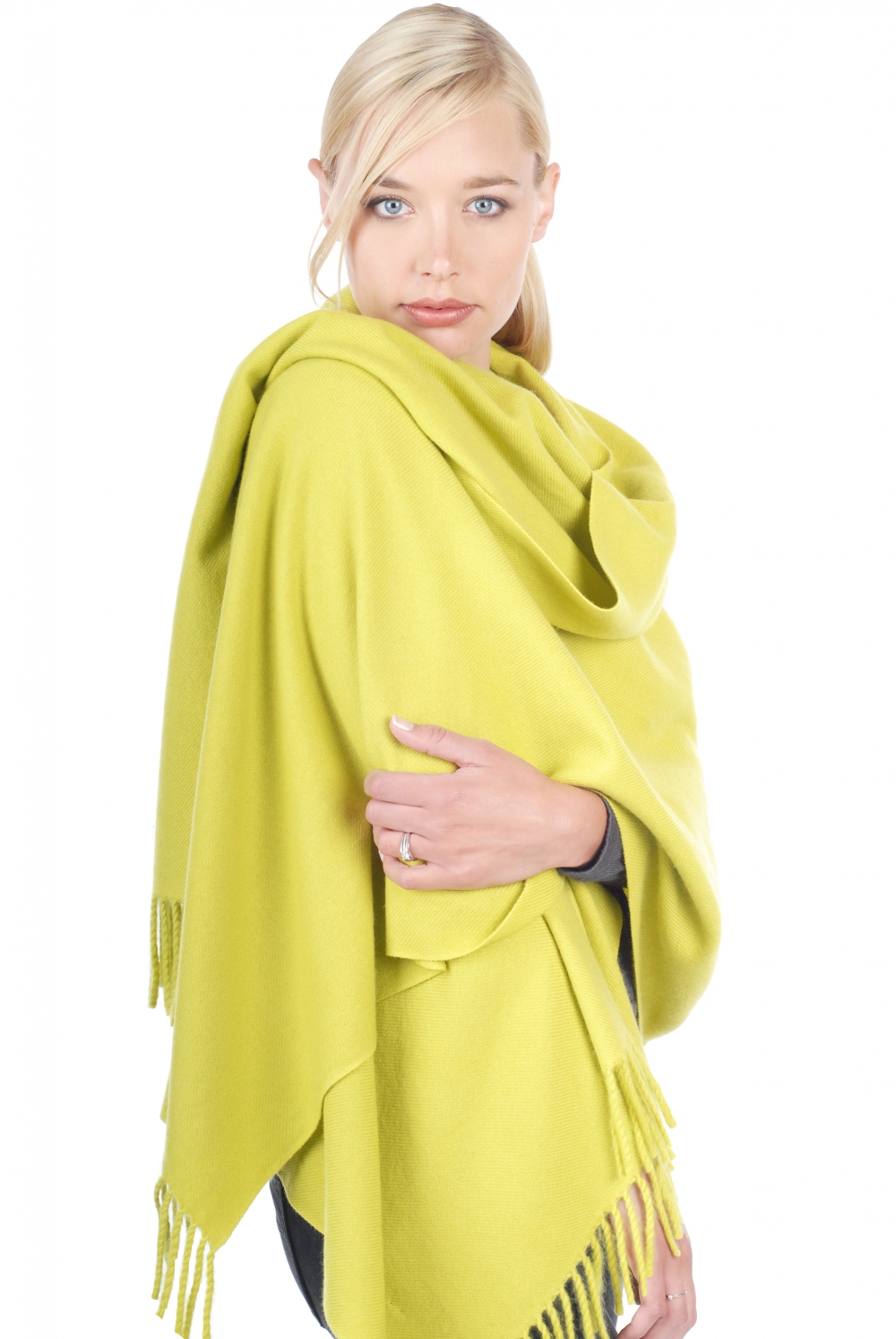 Kasjmier accessoires sjaals niry groene likeur 200x90cm
