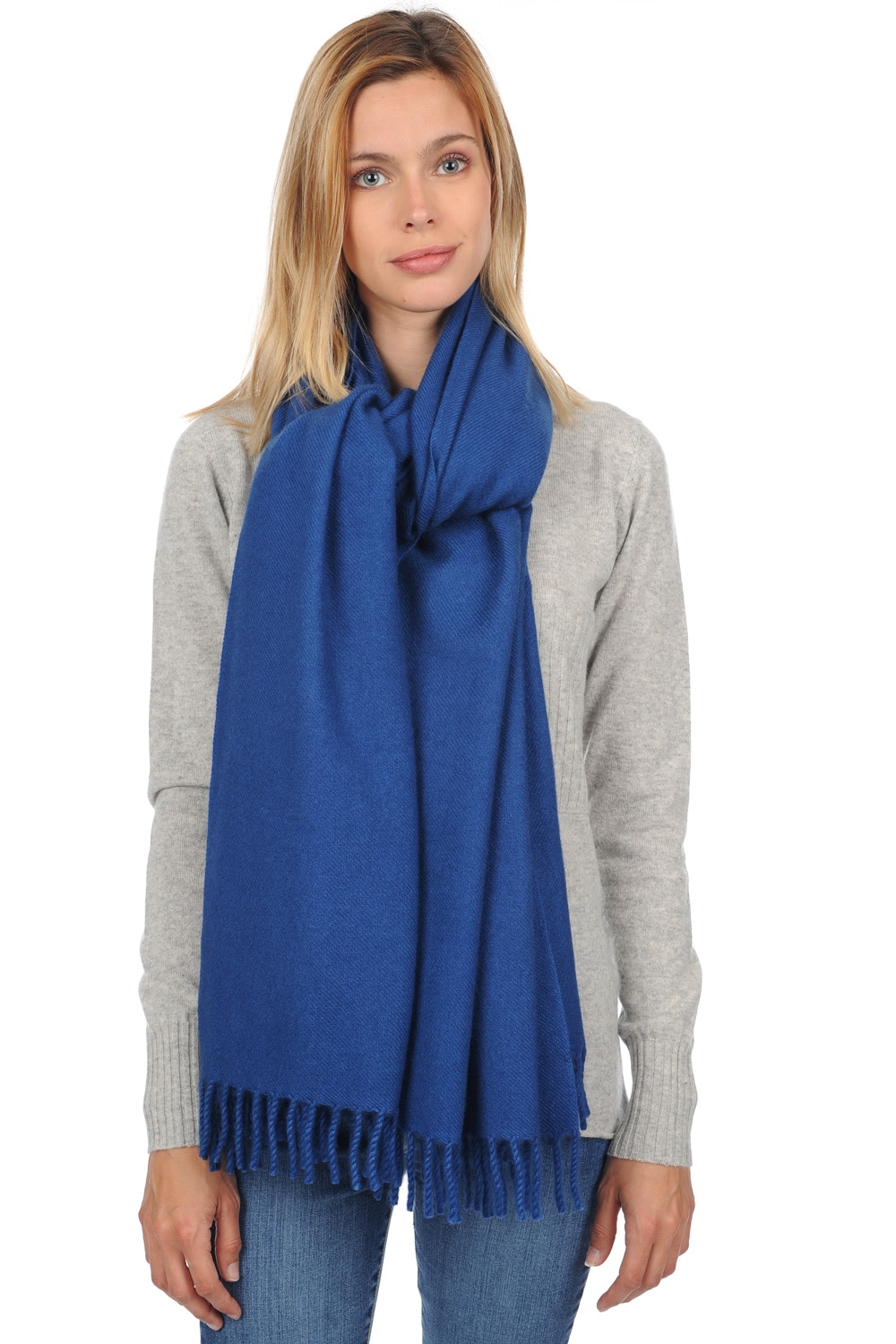 Kasjmier accessoires sjaals niry pruissisch blauw 200x90cm