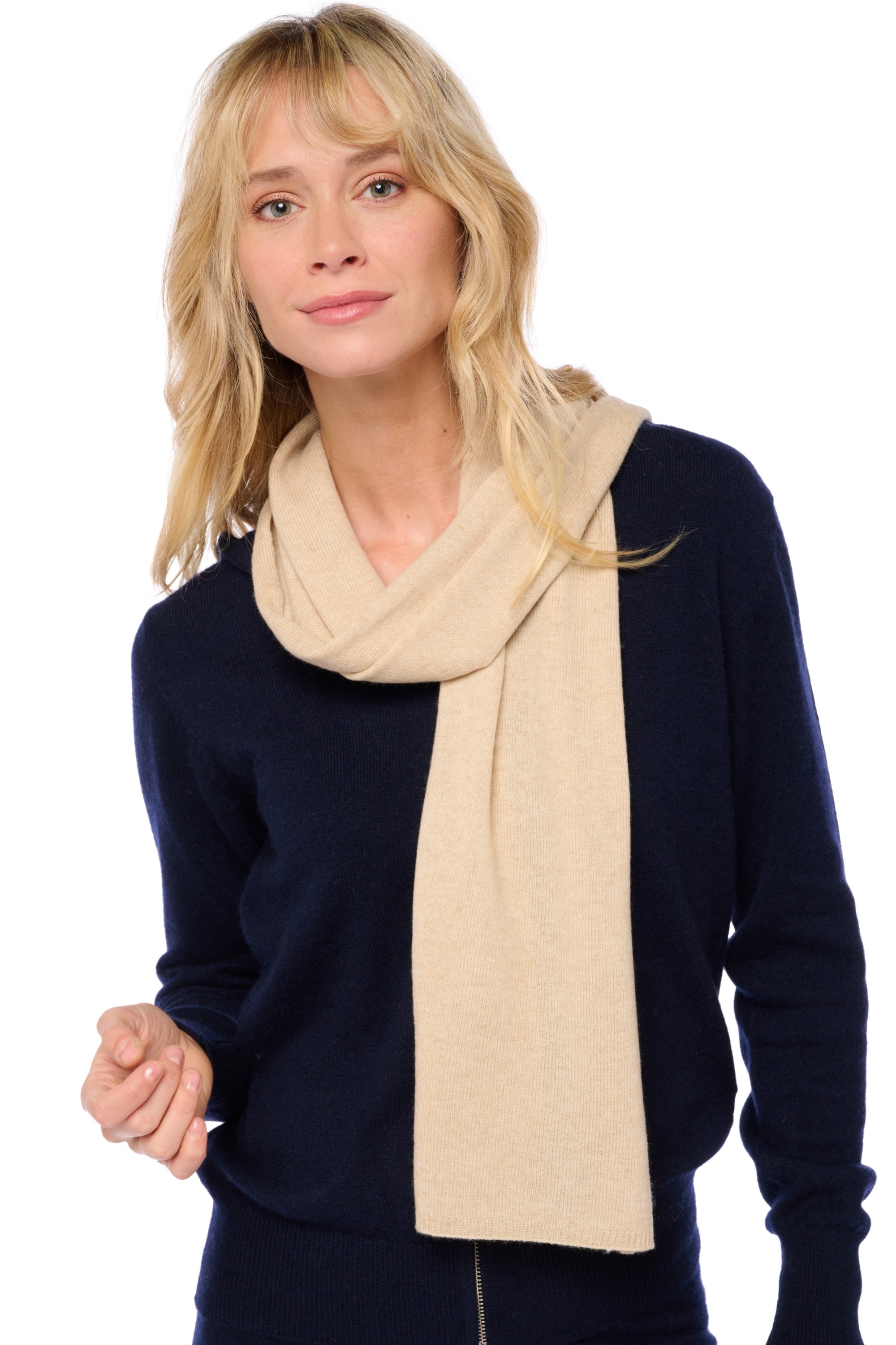 Kasjmier accessoires sjaals ozone natural beige 160 x 30 cm