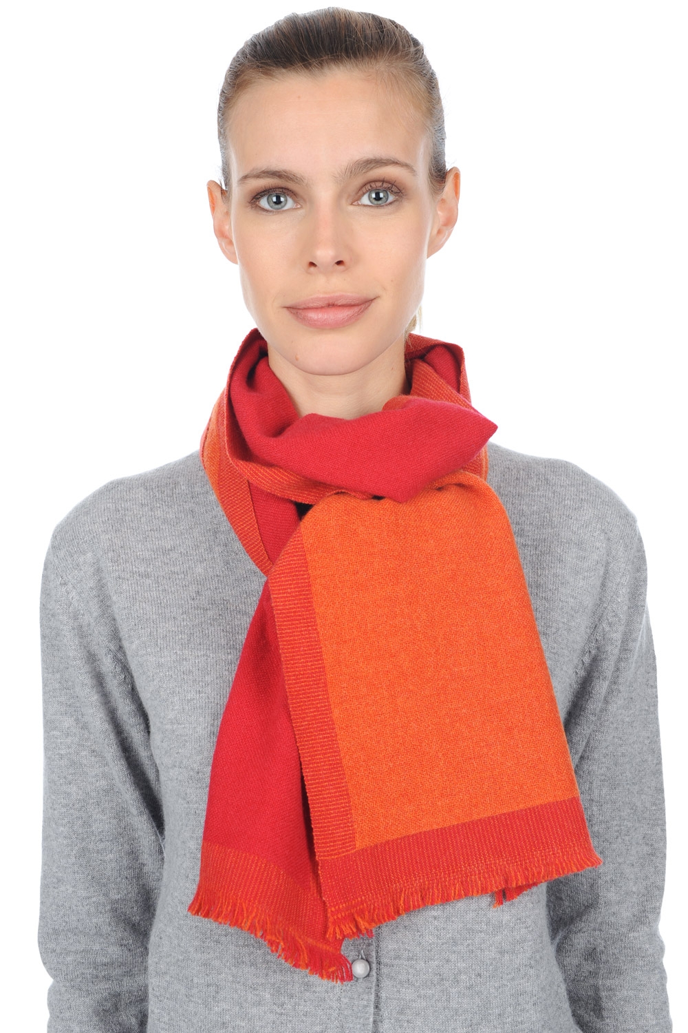 Kasjmier accessoires sjaals tonnerre paprika bruin rood 180 x 24 cm