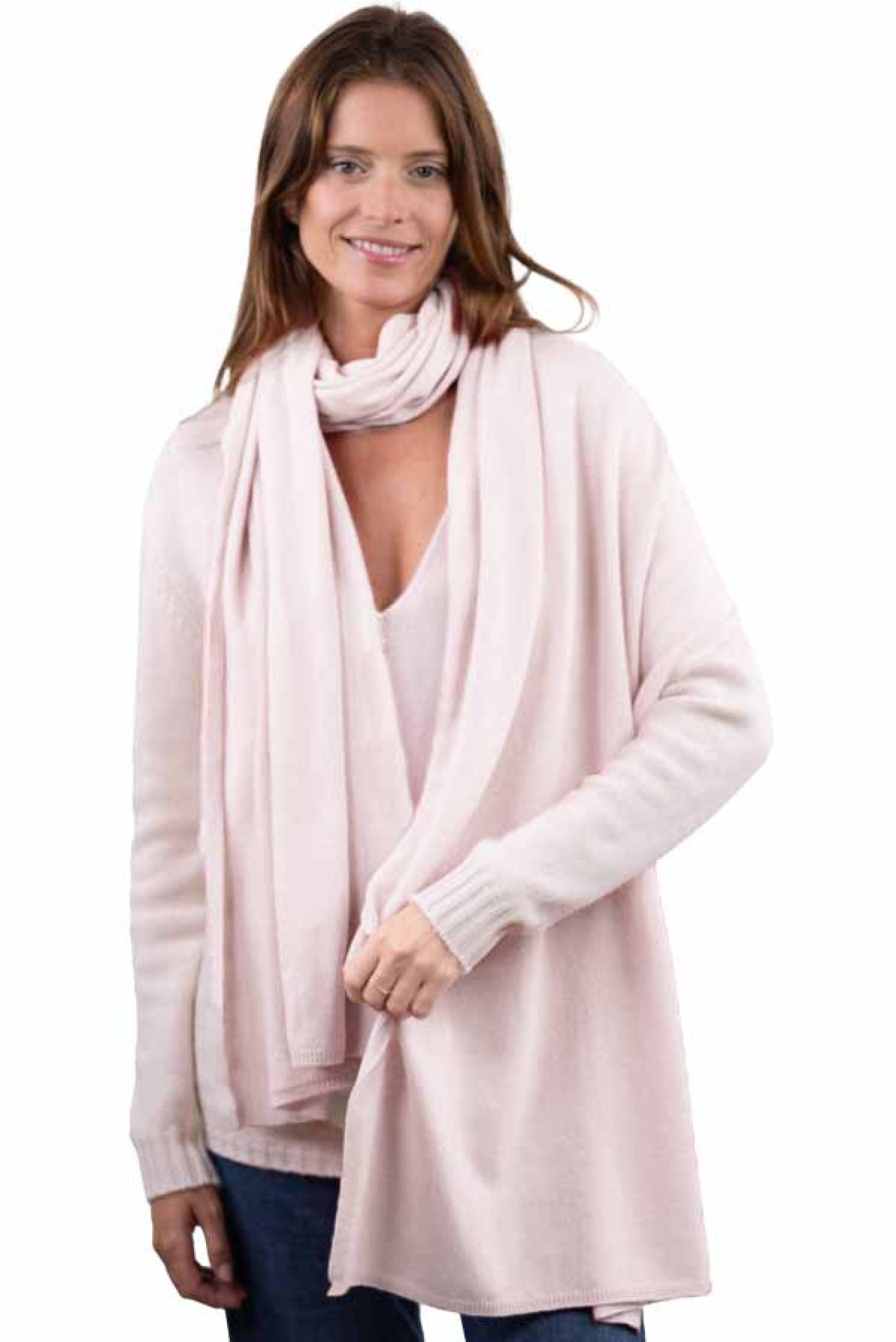 Kasjmier accessoires sjaals wifi licht roze 230cm x 60cm