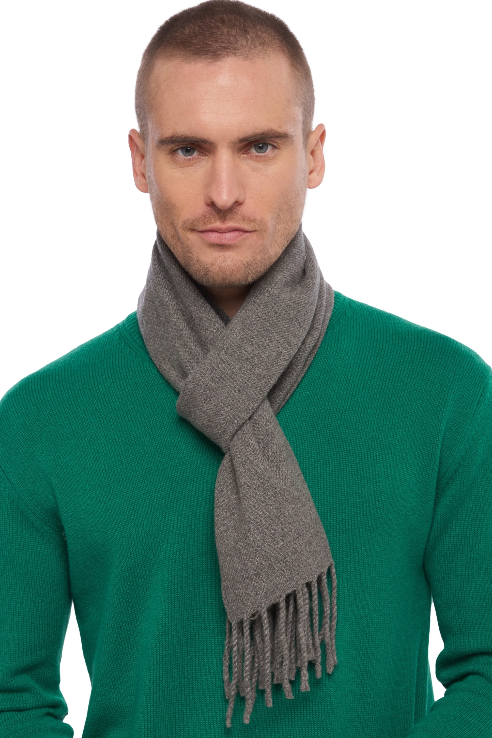Kasjmier accessoires sjaals zak170 donkergrijs gemeleerd 170 x 25 cm