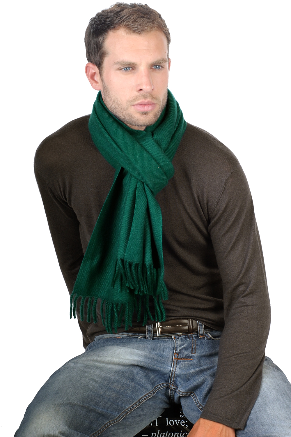Kasjmier accessoires sjaals zak170 engels groen 170 x 25 cm