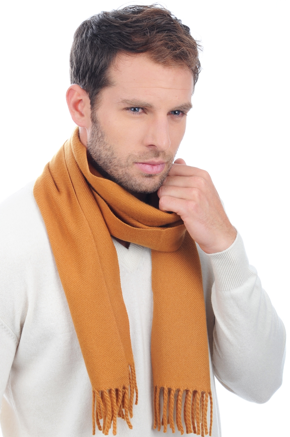 Kasjmier accessoires sjaals zak170 pindakaas 170 x 25 cm