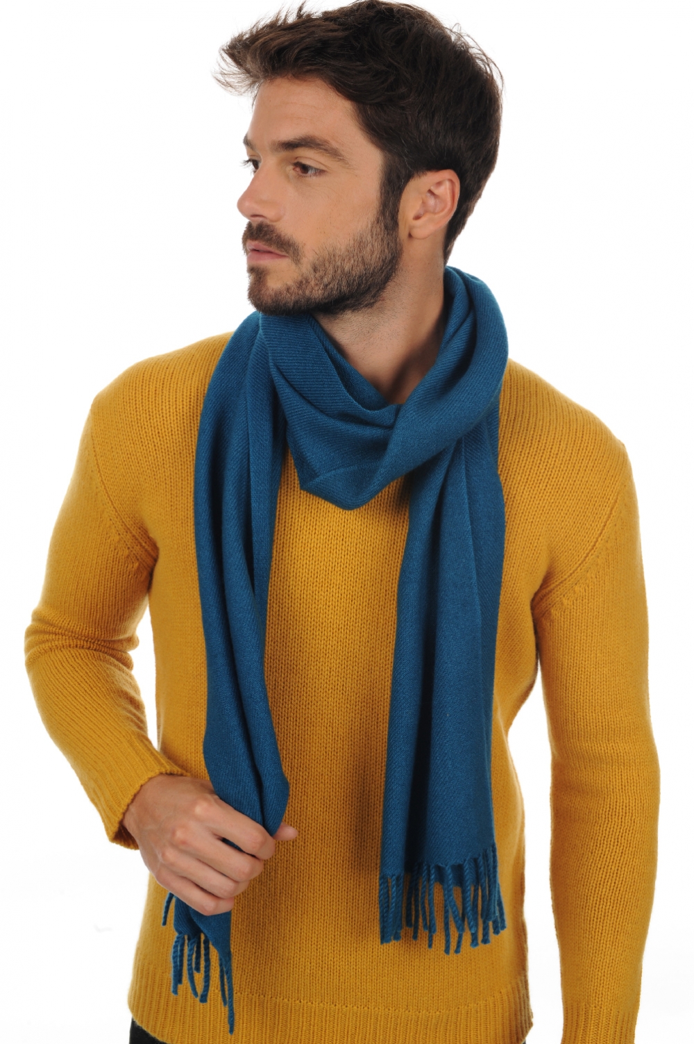 Kasjmier accessoires sjaals zak200 diep blauw 200 x 35 cm