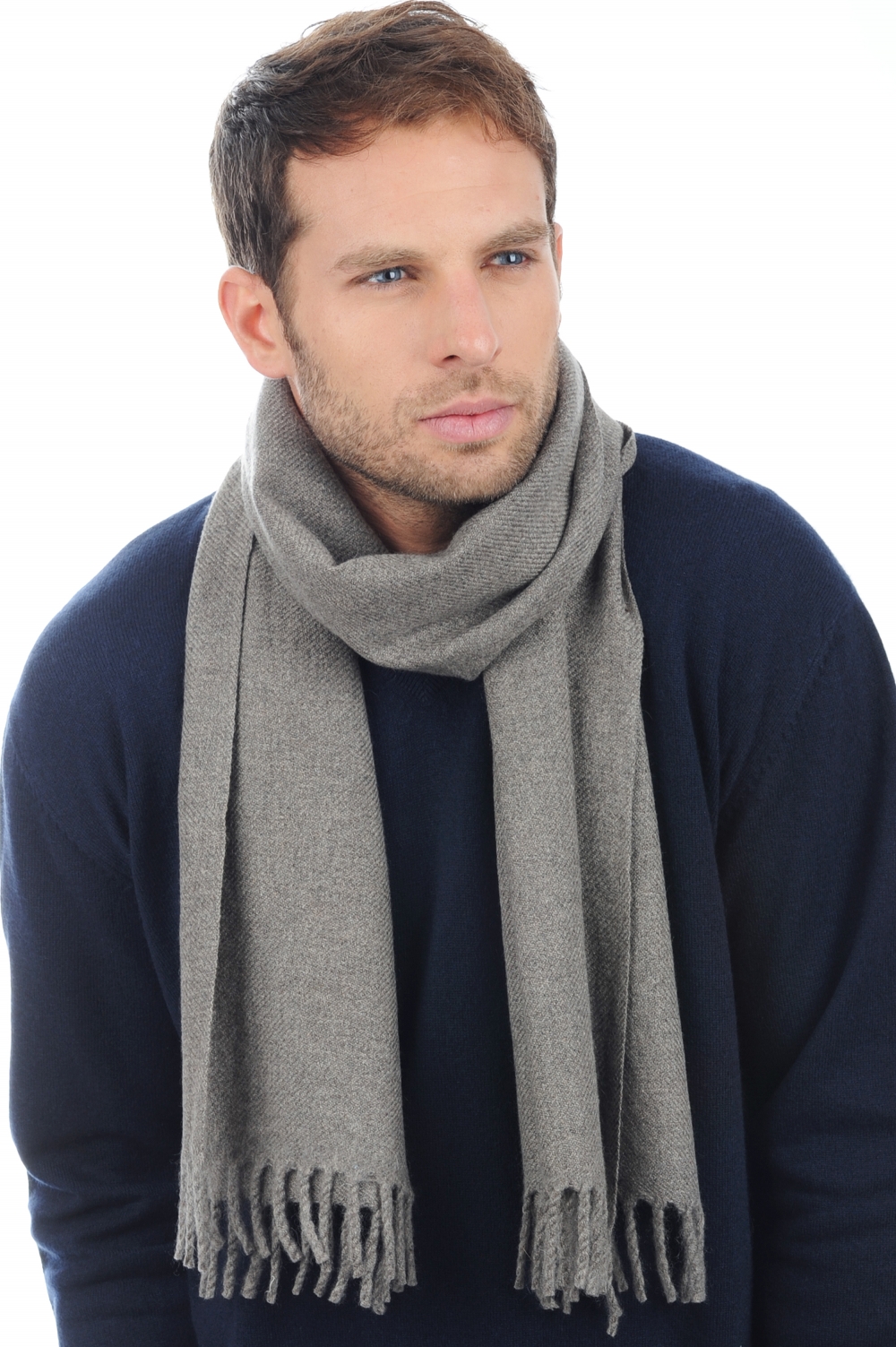 Kasjmier accessoires sjaals zak200 donkergrijs gemeleerd 200 x 35 cm