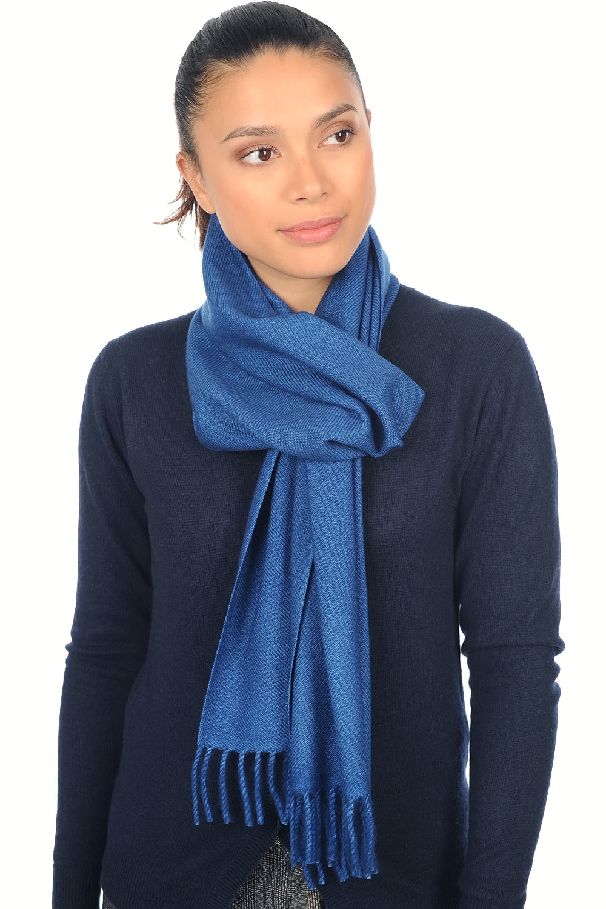 Kasjmier dames kasjmier sjaals kazu200 pruissisch blauw 200 x 35 cm
