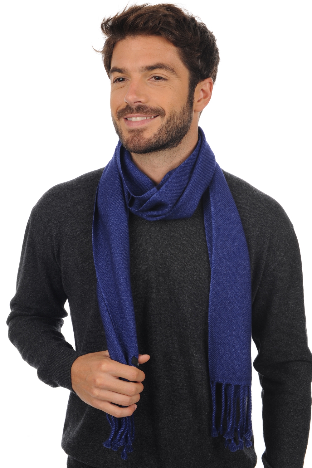 Kasjmier dames kasjmier sjaals zak170 donkerblauw 170 x 25 cm
