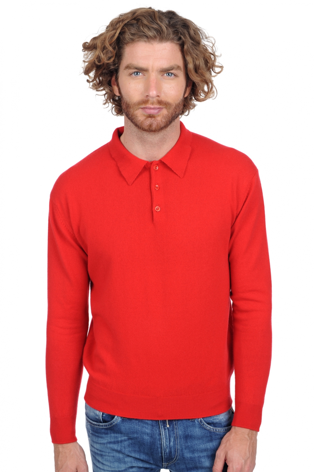 Kasjmier heren kasjmier polo stijl pullover alexandre premium rood l