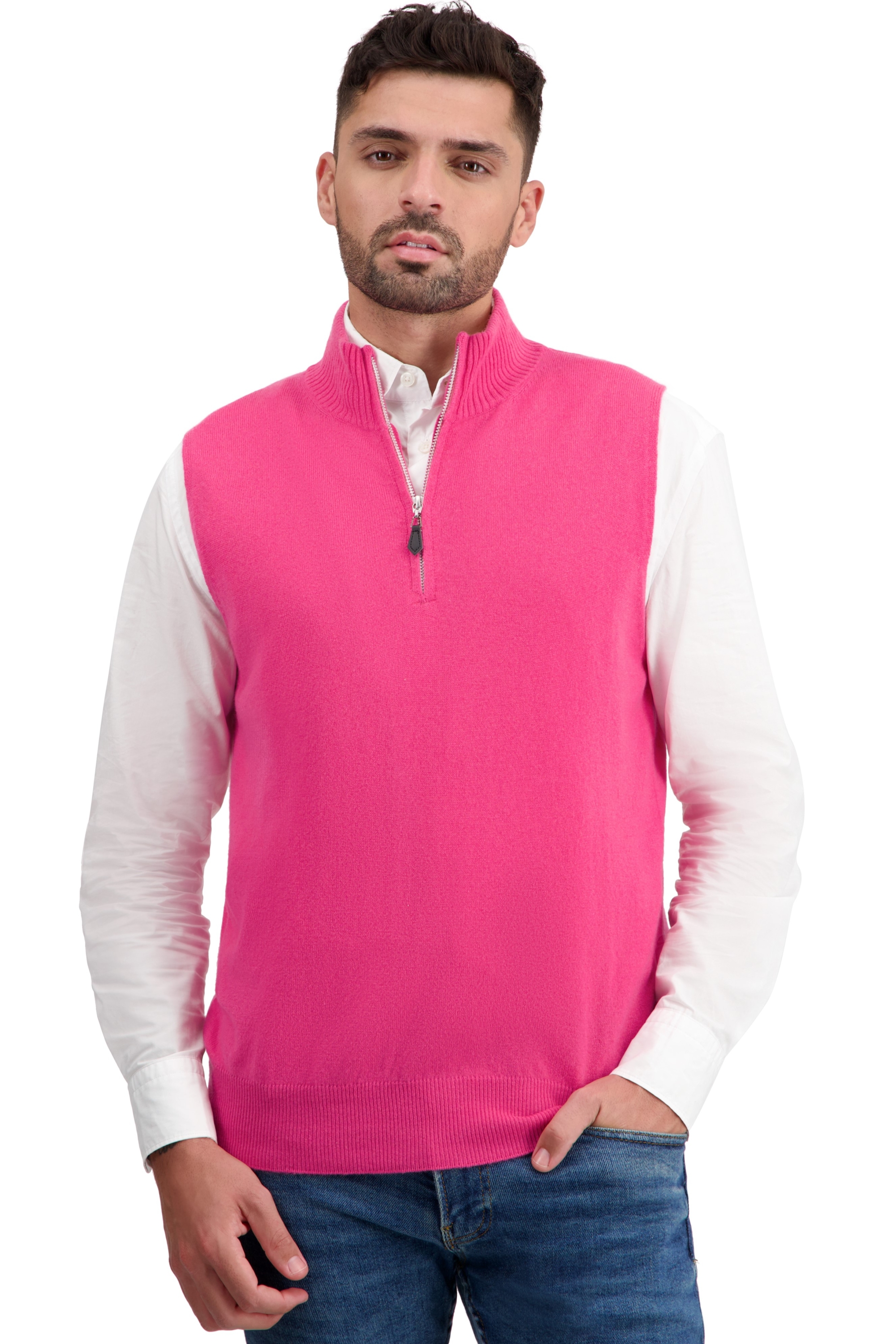 Kasjmier heren kasjmier polo stijl pullover texas shocking pink 3xl