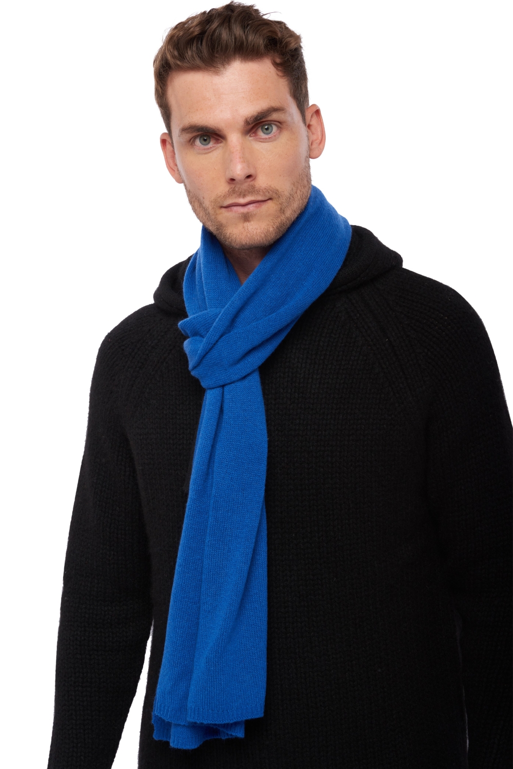 Kasjmier heren kasjmier sjaals miaou lapis blue 210 x 38 cm