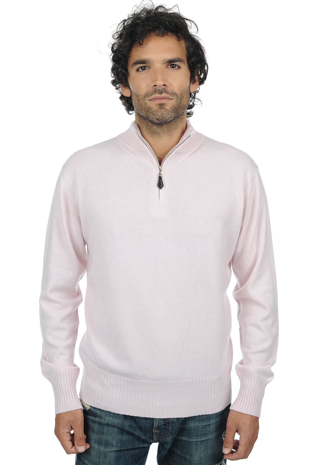 Kasjmier heren polo stijl pullover chazam licht roze m